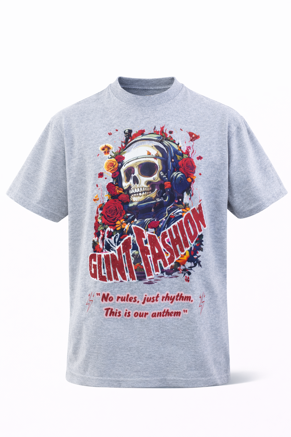 DTF ROUND NECK (FLORAL SKULL)